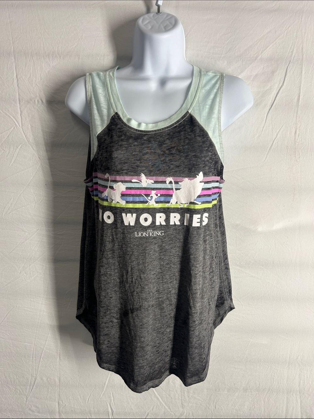Awake Black Tank Top with Mint Trim and Colorful Lion King Graphic
